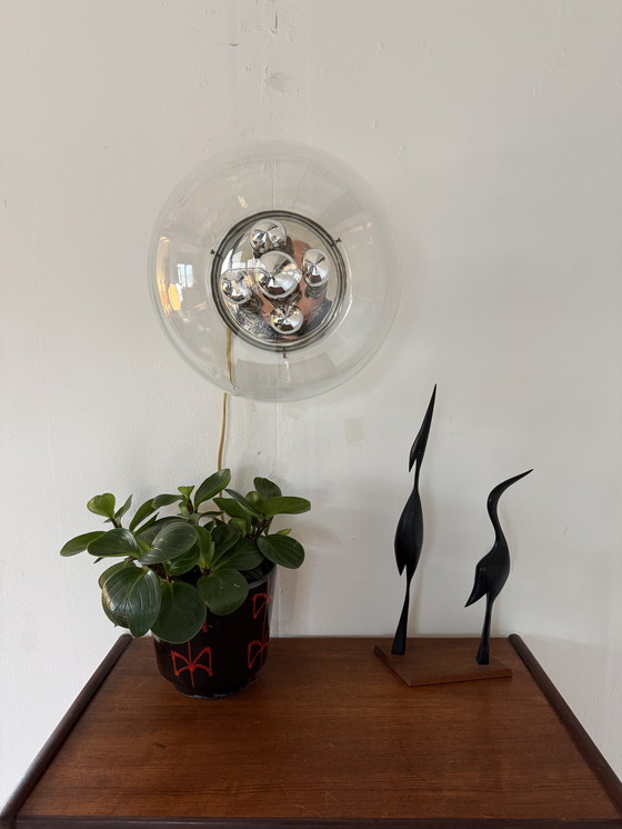 Image 1 of Lampada da parete vintage in stile "Globe" dell'era spaziale, Glashütte Limburg '70