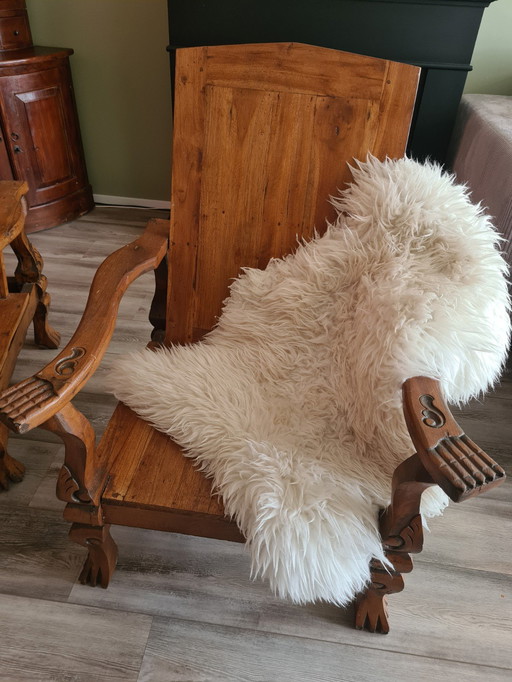 2 Antique Mid - Century Convent/Claw Chairs