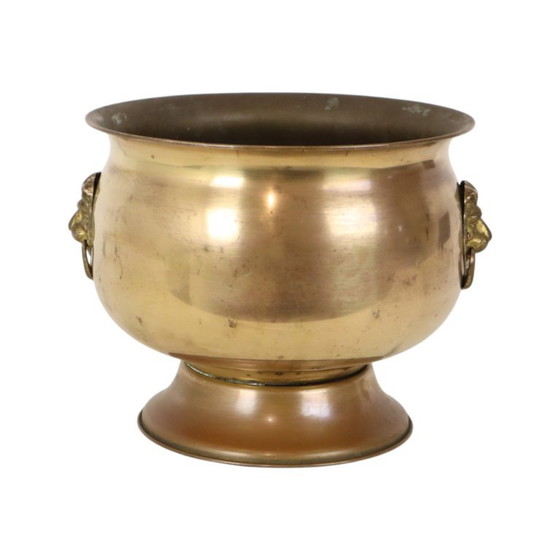 Oude Jardinière Bloempot Messing Leeuwenkopjes Begin 20ste – Plantenbak, Brass (photo 6 of 15)