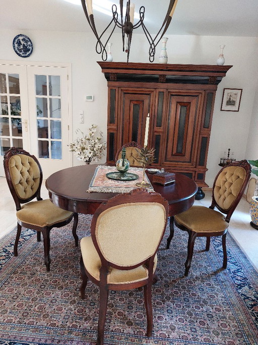 Antique Biedermeier Dining Chairs – eetkamerstoelen, Velvet, Wood (photo 2 of 5)