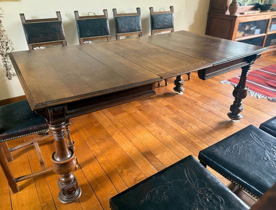 Image 1 of Walnut dining table with 8 chairs