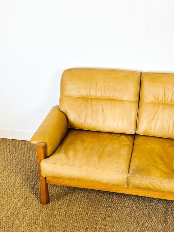 Image 1 of Ensemble de salon complet en cuir naturel et chêne, 1960, Set de 3