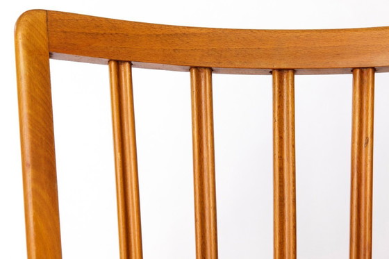 Image 1 of Mid-Century Beech Dining Chair by Stöss, Germany, 1950s–60s – Grey Upholstery – 4 Available – Vintage Wooden Side Chair