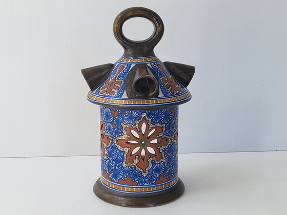 Image 1 of GOUDA NACHTLAMPJE KERAMISCHE ART DECO LANTAARN 1915 VINTAGE GERENOVEERD