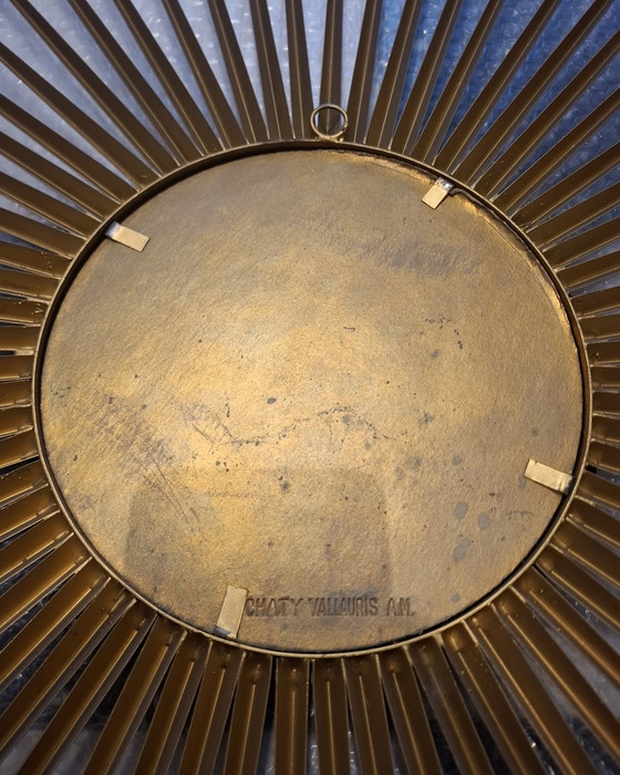 Image 1 of Espejo sol de 70cm, marca Chaty Vallauris, firmado a partir de 1960.
