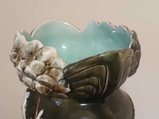 Image 1 of Antique Art Nouveau vase with floral motif
