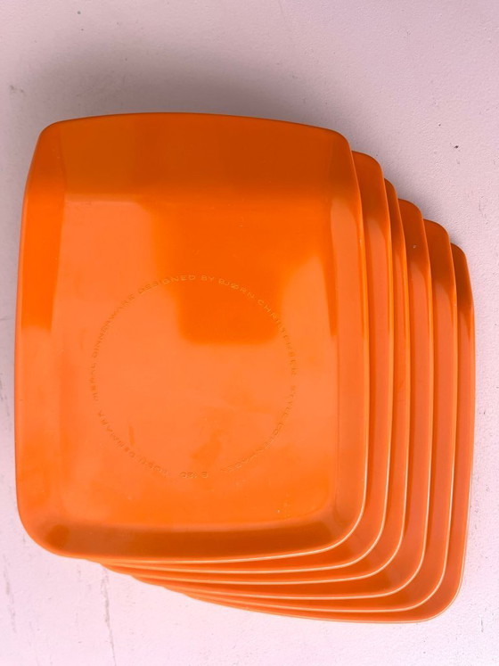 Image 1 of Rosti Mepal plates, 6x orange midcentury vintage boards, 70s postmodern, Denmark dinnerware