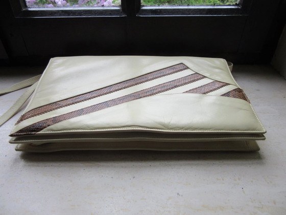 Image 1 of Vintage leren schoudertas/clutch, gemaakt in Italië (gesigneerd Ferdinand)