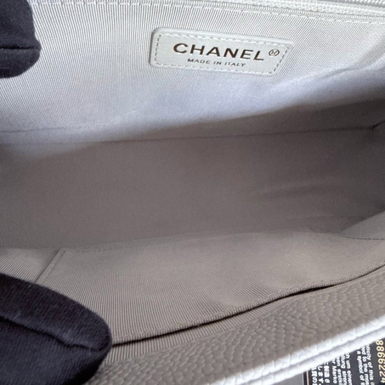 Image 1 of Chanel Boy New Medium - 28CM Quilted Caviar Grey Gray Gold Hardware Series 28