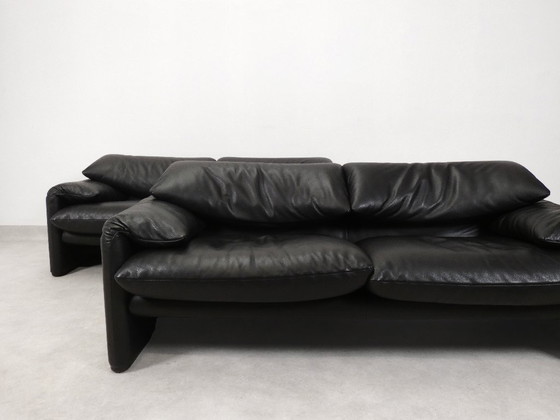Image 1 of Set di 2 Cassina Maralunga 2,5 posti - pelle nera