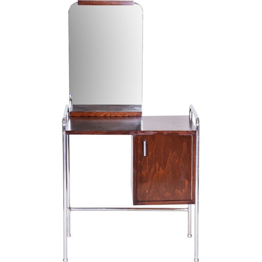 Vintage bauhaus vanity in beech and chrome, 1930