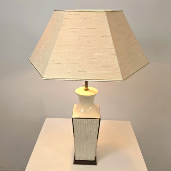 Agostinelli Bassano Lampe de table en porcelaine Italienne années 60 Bambou (photo 6 of 6)