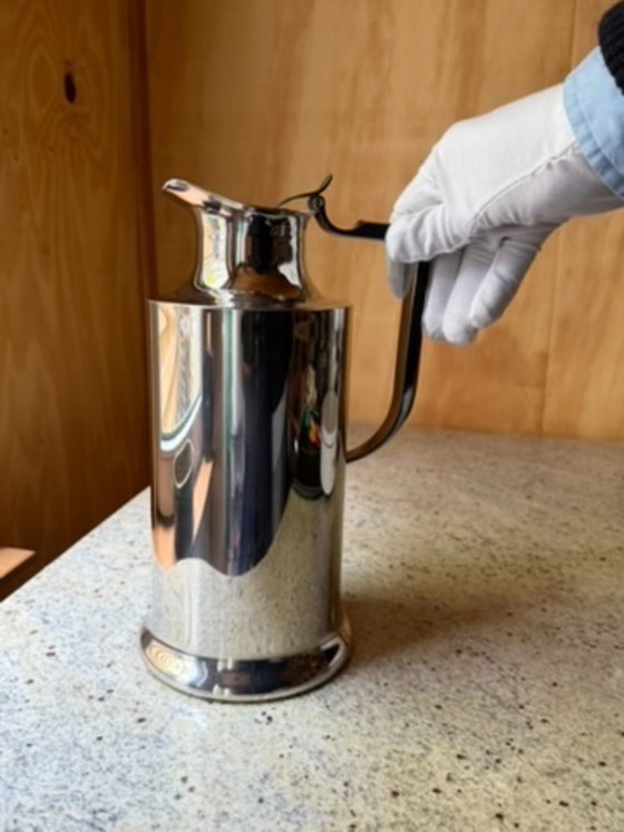 Large Vintage Balzano Laufen Stainless Steel Pitcher | Tall MCM Insulated Carafe | Mirror Polish 18/10 (photo 22 of 27)