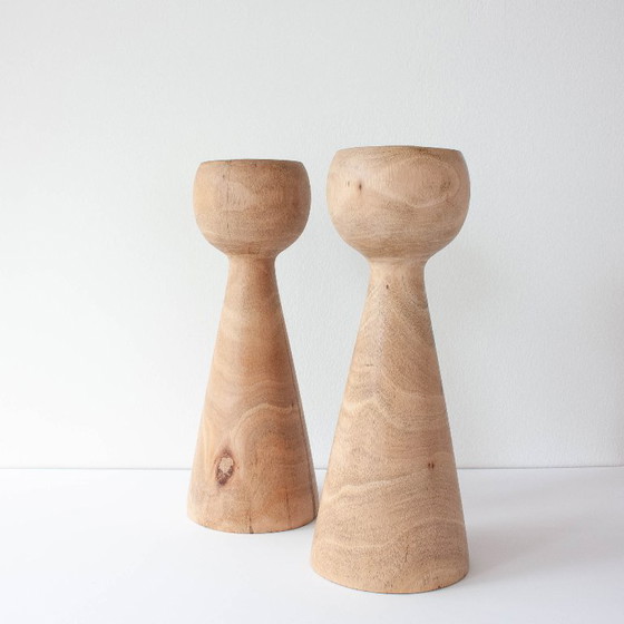 Paire de Bougeoirs en Bois style Design Danois, années 1970 – Bougeoirs et chandeliers, Wood (photo 3 of 10)