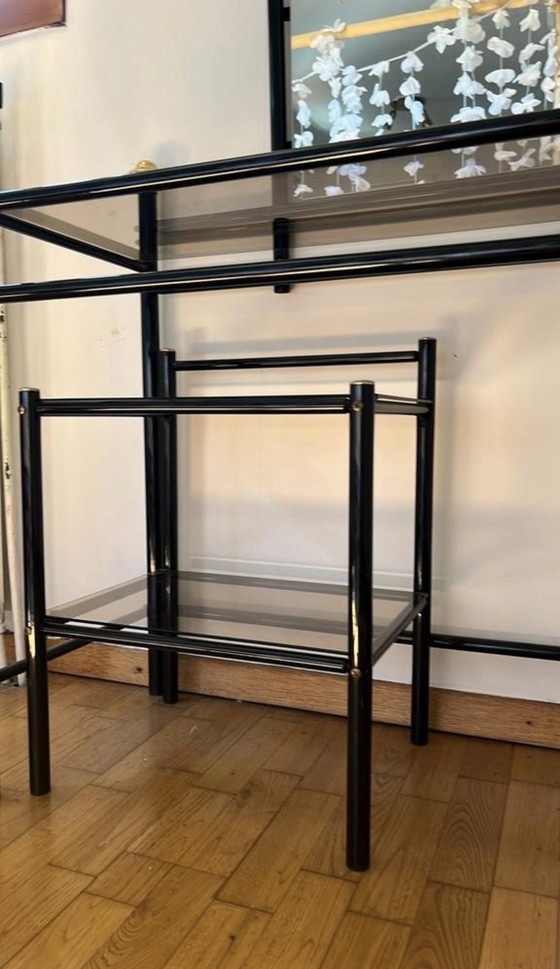 Image 1 of Tavolo a specchio + sedia in vetro / tavolino Hollywood Regency