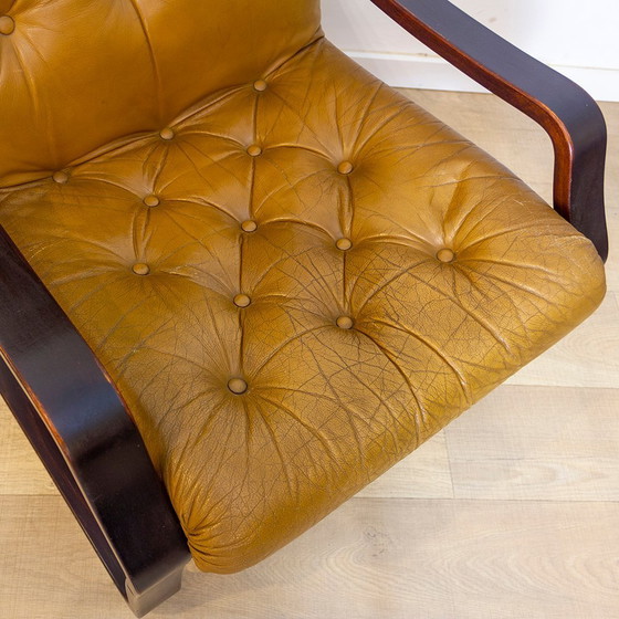 Image 1 of Deense fauteuil van gekleurd leer, 1970