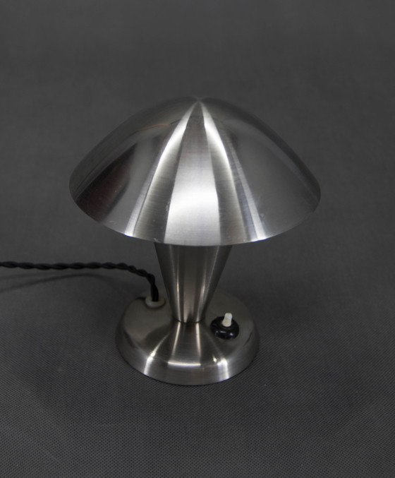 Image 1 of Bauhaus Nickel "Pilz" Tischlampe, Tschechoslowakei, 1930S