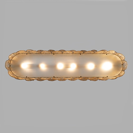 Image 1 of Moderne kroonluchter van Italiaans messing en Muranoglas uit het midden van de vorige eeuw, Stiyle