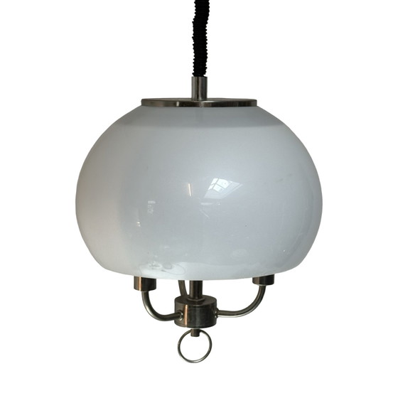 Image 1 of Dijkstra - Plafoniera vintage - stile space age - Acrilico bianco - Regolabile in altezza