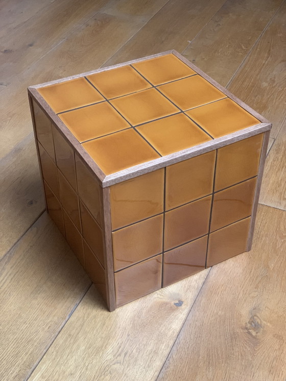Image 1 of Unique tile table with wooden frame