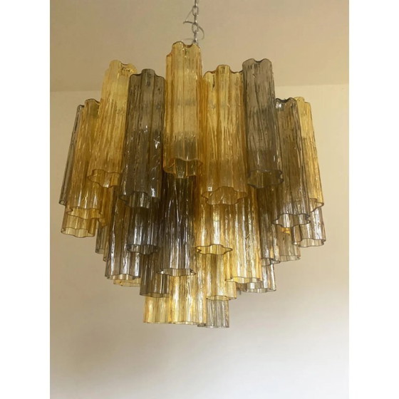 Image 1 of Lustre en verre de Murano « Tronchi » d'Amber and Fume de style Venini