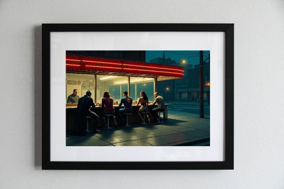 Image 1 of Gedrukte en ingelijste foto / decoratieve lijst / Beperkte oplage / Gesigneerd / De rest van de superhelden