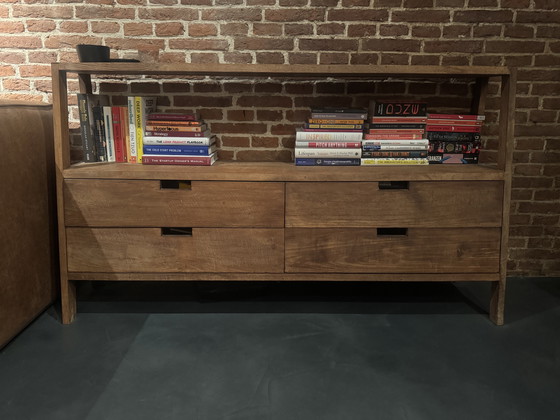 Image 1 of LOMBOK Sumatra brede boekenkastladder, gerecycled teakhout, bruin, 150 x 38 x 85 cm