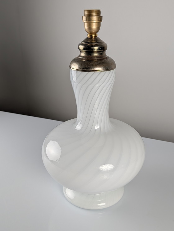 Image 1 of Italiaanse Murano glazen tafellamp met dubbele verlichting en messing, 1960