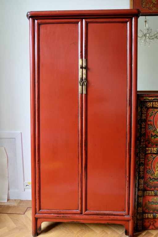 Large Chinese Cabinet / Cupboard in Deep Red