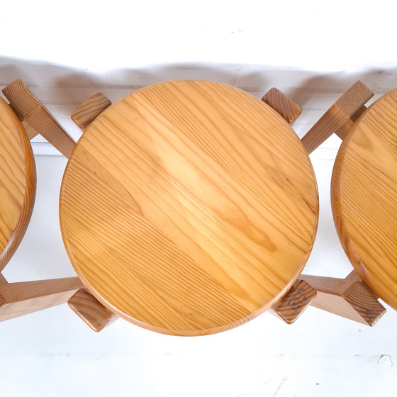 Image 1 of 6x vintage kruk grenenhout jaren 70 mid century modern