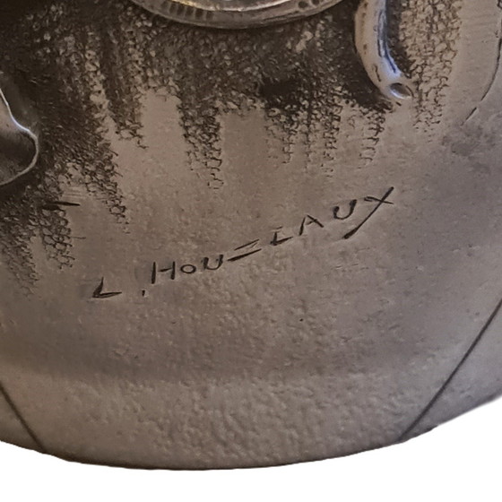 Image 1 of Vaso in peltro Art Déco francese di Lucien Houzeaux, circa 1920