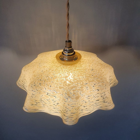 Vintage / Antieke Franse Glazen Hanglamp In Clichy Stijl. – Hanglampen, Metal (photo 15 of 15)