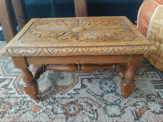 Image 1 of Antique hand-carved French oak side table/plant table