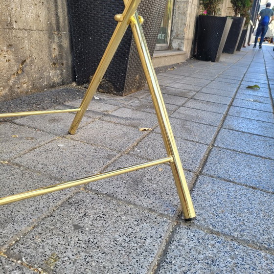 Image 1 of Portavaligie pieghevole per hotel, acciaio placcato oro e tessuto, anni '90 - Francia