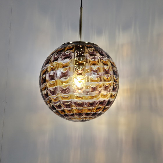 Image 1 of Lampada a sospensione vintage italiana in vetro