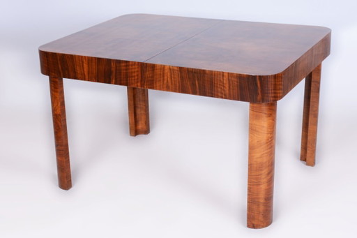Restored Art Deco Extendable Table, Walnut, Revived Polish, Czech, 1930s – eettafels, Wood