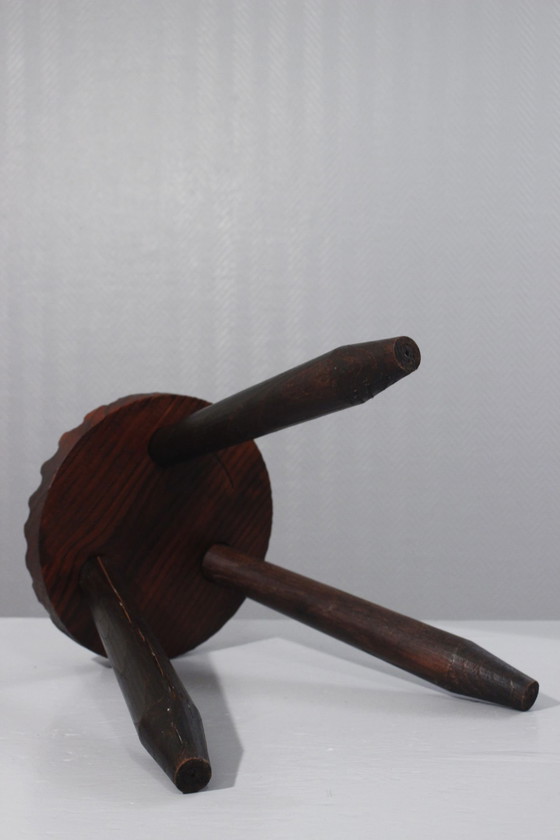 Image 1 of Vintage tripod milking stool popular Brutalist design France 1950s
