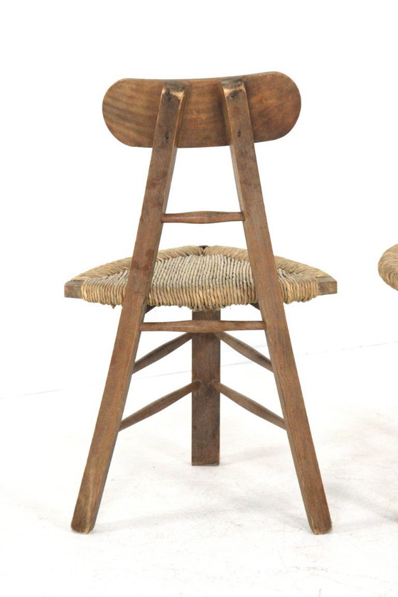 Image 1 of Set of 2 brutalist tripod vintage chairs