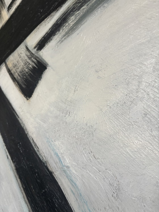 Kunstkartel Hand-Painted Abstract Painting 100 X 100 Cm | Black Off White Cream – Paintings & Drawings, Canvas (photo 5 of 6)