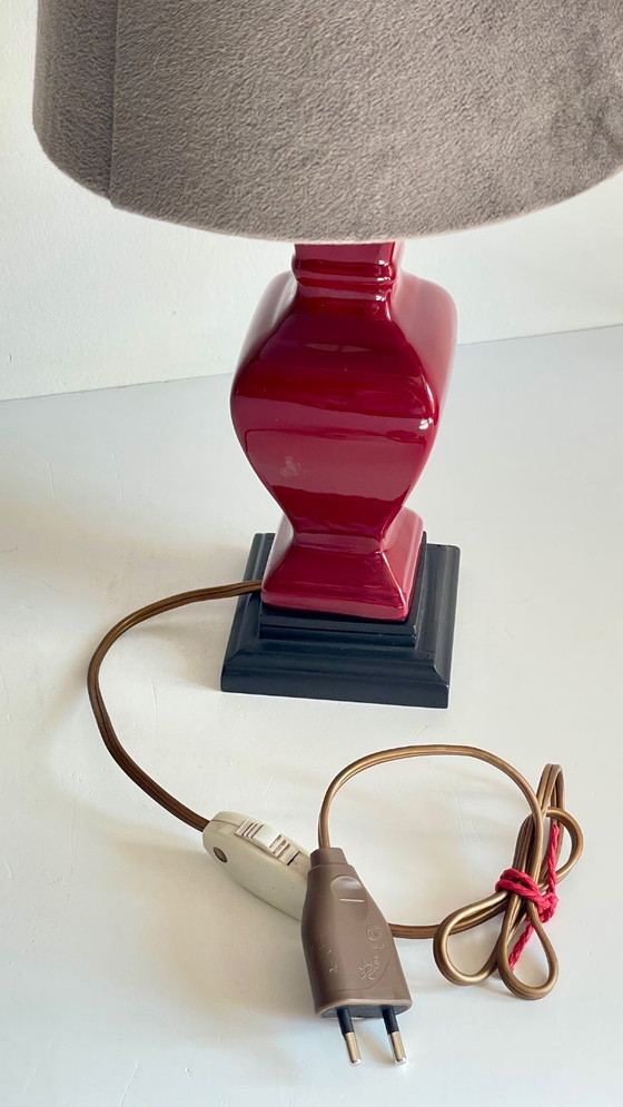 Image 1 of Vintage Ceramic and Velvet Lamp