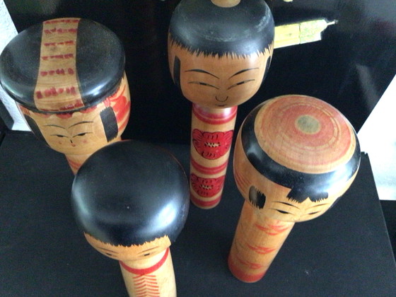 Image 1 of Set di 4 Kokeshi giapponesi vintage