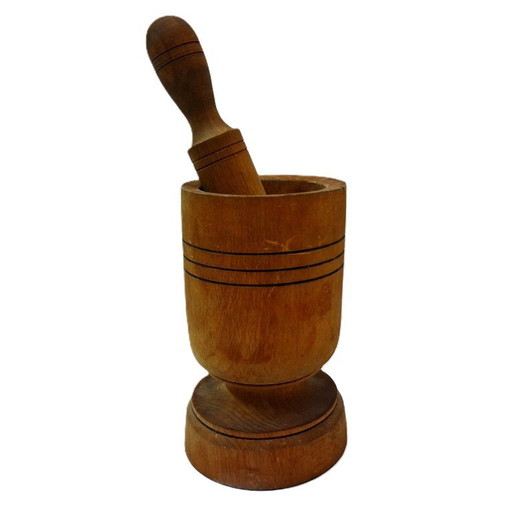 Mortier et pilon en bois vintage
