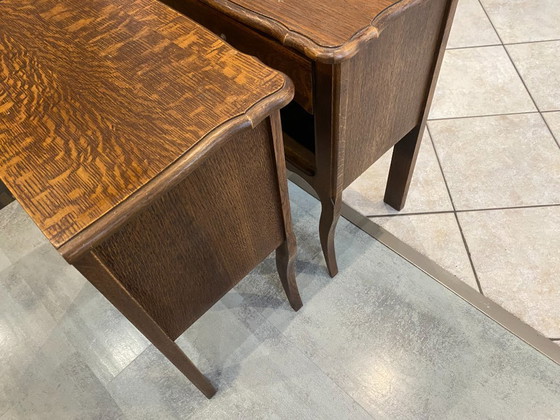 Image 1 of Coppia di comodini in rovere con cassetto e nicchia, anni '50