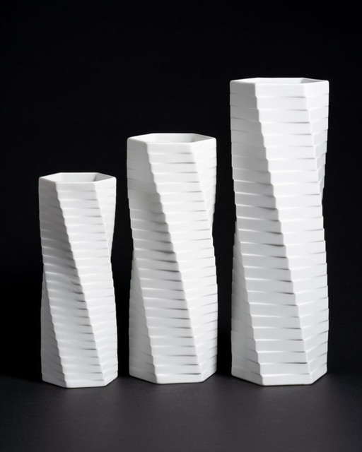 ROSENTHAL Studio-Line WERNER UHL Bisque Porcelain Vase Trio PISA Postmodernism