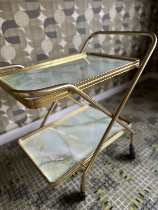 Vintage folding bar cart / serving trolley – 1970s