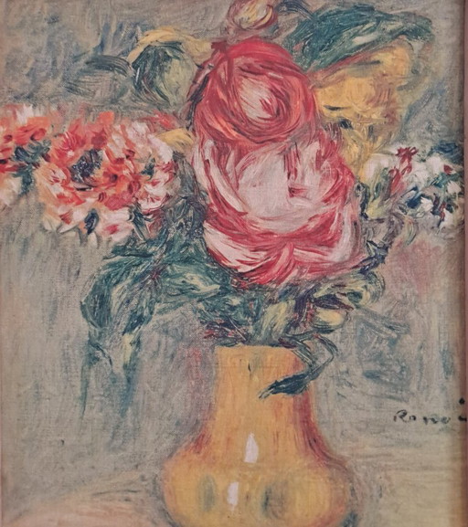 P.A. Renoir, Vase with roses, in a contemporary frame. – schilderijen tekeningen, Canvas, Wood (photo 2 of 5)