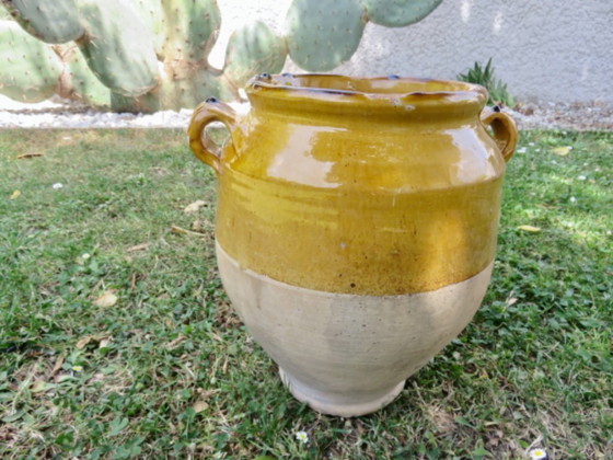 Image 1 of Glazed terracotta oil jar/confectionery pot, southwest France, late 19th century