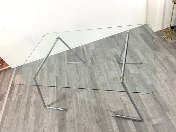 80s Design Rahmlow Dining Table / Desk – Chrome & Glass (photo 3 of 9)