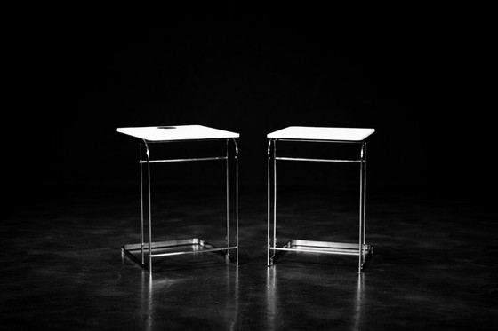 Image 1 of Vintage Mid-Century Italian Modern White Coffee Tables Carlotta by Antonio Citterio for Flexform, 1997, Set of 2