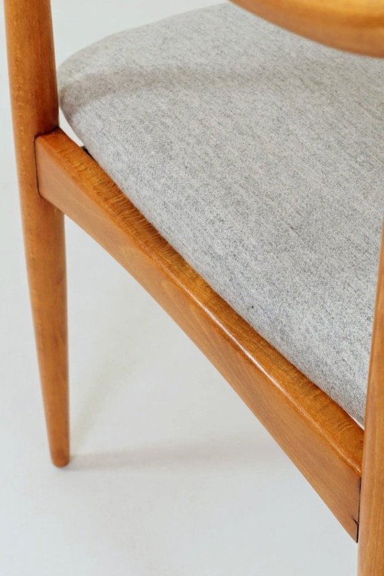 Image 1 of Fauteuil scandinave vintage en tissu laine gris pierre - entièrement restauré, années 1970